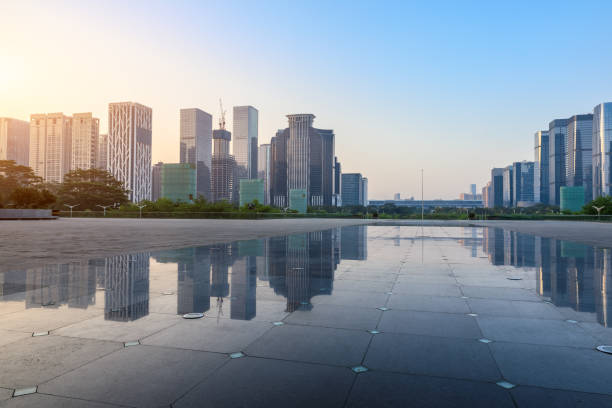 istock Empty square floor and modern commercial building in Shenzhen 972468218