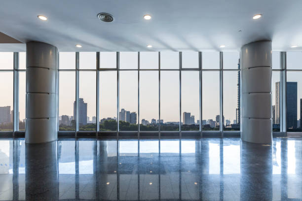 istock Panoramic skyline and buildings from glass window 972470874