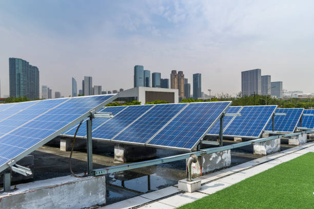 istock Solar and modern city skyline 972473198
