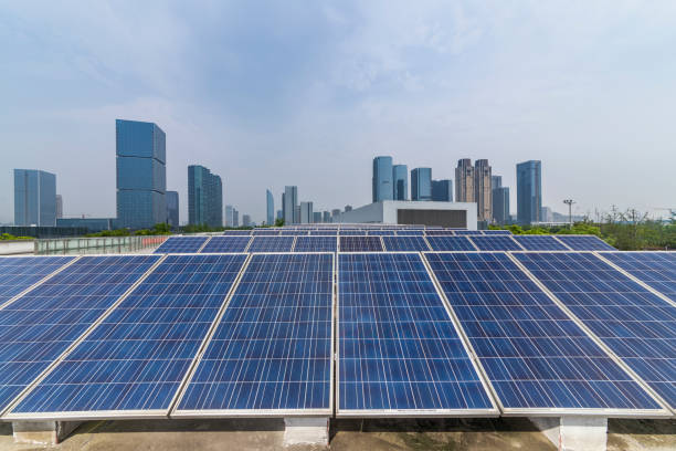 istock Solar and modern city skyline 972473536