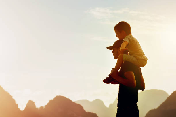 istock Happy father son travel flight concept 972478612