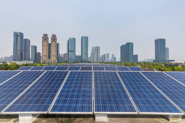 istock Solar and modern city skyline 972479060