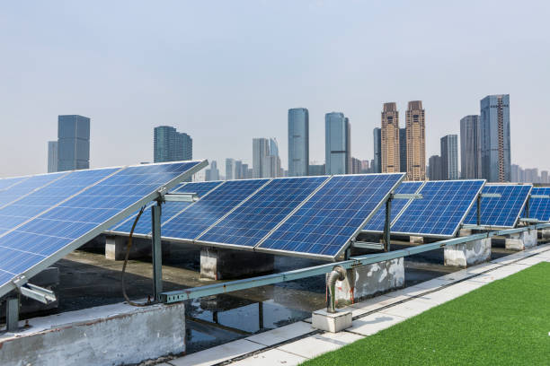 istock Solar and modern city skyline 972479080