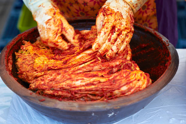 Making kimchi stock photo