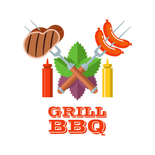 skill Sada Adulthood Barbecue Grill Emblem Logo Colorful Vector Illustration In Flat Style Stock  Illustration - Download Image Now - iStock