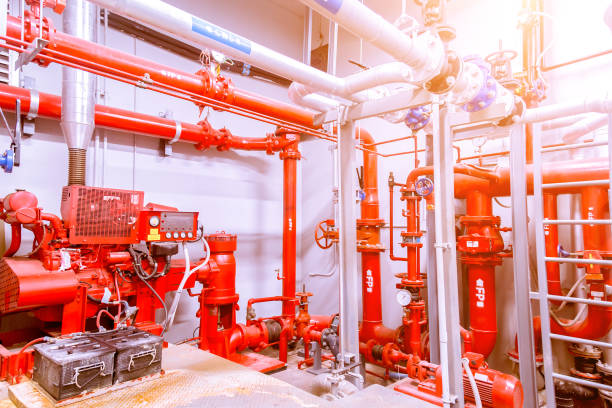 istock diesel generator for fire control system red piping and valve 972500786