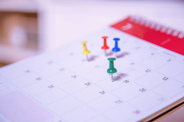 istock Calendar Event Planner is busy.calendar,clock to set timetable organize schedule,planning for business meeting or travel planning concept. 972500848