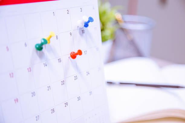 istock Calendar Event Planner is busy.calendar,clock to set timetable organize schedule,planning for business meeting or travel planning concept. 972501280