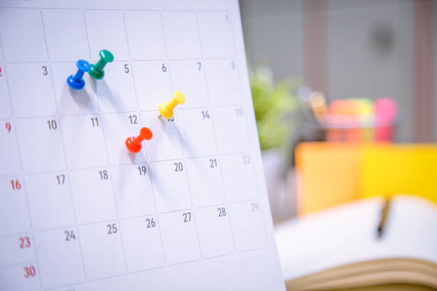 istock Calendar Event Planner is busy.calendar,clock to set timetable organize schedule,planning for business meeting or travel planning concept. 972503804