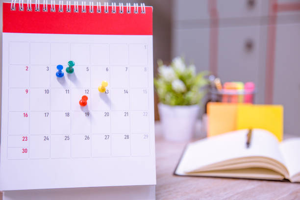 istock Calendar Event Planner is busy.calendar,clock to set timetable organize schedule,planning for business meeting or travel planning concept. 972503938