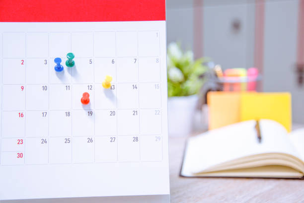 istock Calendar Event Planner is busy.calendar,clock to set timetable organize schedule,planning for business meeting or travel planning concept. 972503958
