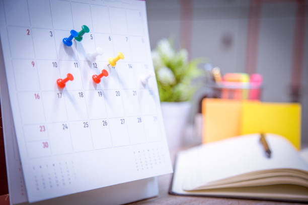 istock Calendar Event Planner is busy.calendar,clock to set timetable organize schedule,planning for business meeting or travel planning concept. 972503998