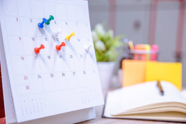 istock Calendar Event Planner is busy.calendar,clock to set timetable organize schedule,planning for business meeting or travel planning concept. 972504008