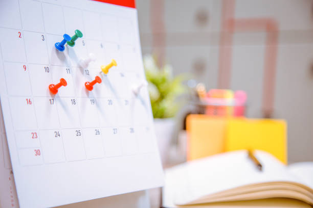istock Calendar Event Planner is busy.calendar,clock to set timetable organize schedule,planning for business meeting or travel planning concept. 972504038