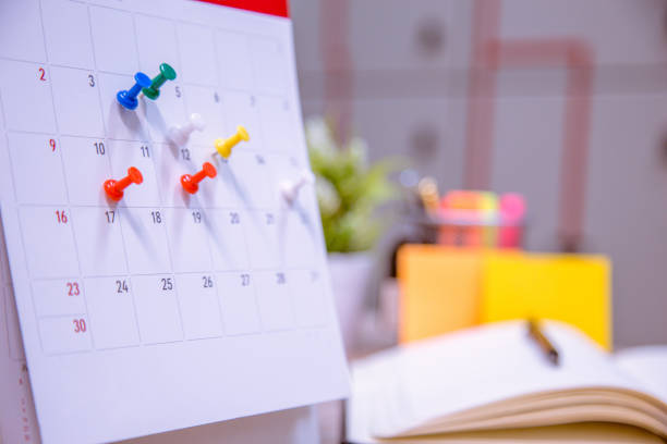 istock Calendar Event Planner is busy.calendar,clock to set timetable organize schedule,planning for business meeting or travel planning concept. 972504120