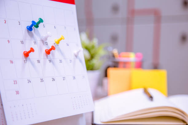 istock Calendar Event Planner is busy.calendar,clock to set timetable organize schedule,planning for business meeting or travel planning concept. 972504140