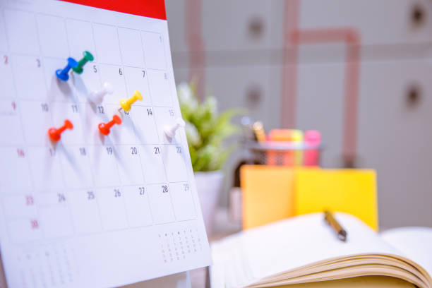 istock Calendar Event Planner is busy.calendar,clock to set timetable organize schedule,planning for business meeting or travel planning concept. 972504154