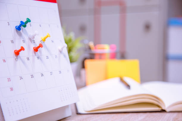 istock Calendar Event Planner is busy.calendar,clock to set timetable organize schedule,planning for business meeting or travel planning concept. 972504164