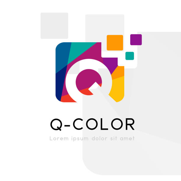 illustrazioni stock, clip art, cartoni animati e icone di tendenza di logo astratto arcobaleno con lettera q. illustrazione vettoriale - qs