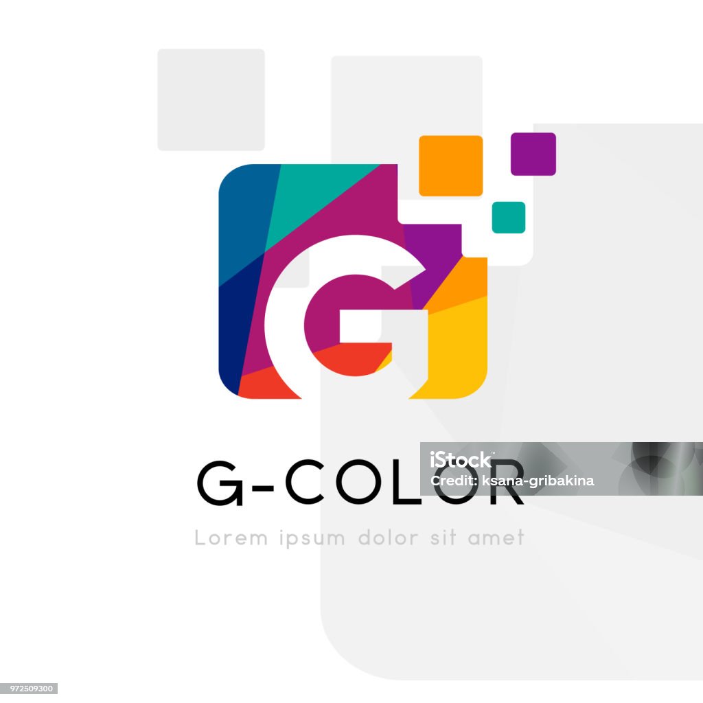 G の文字と虹の抽象的なロゴ。ベクトル図 - ロゴマークのロイヤリティフリーベクトルアート