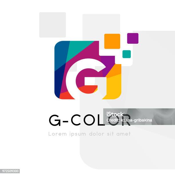 Rainbow Abstract Logo With G Letter Vector Illustration Stock Illustration - Download Image Now