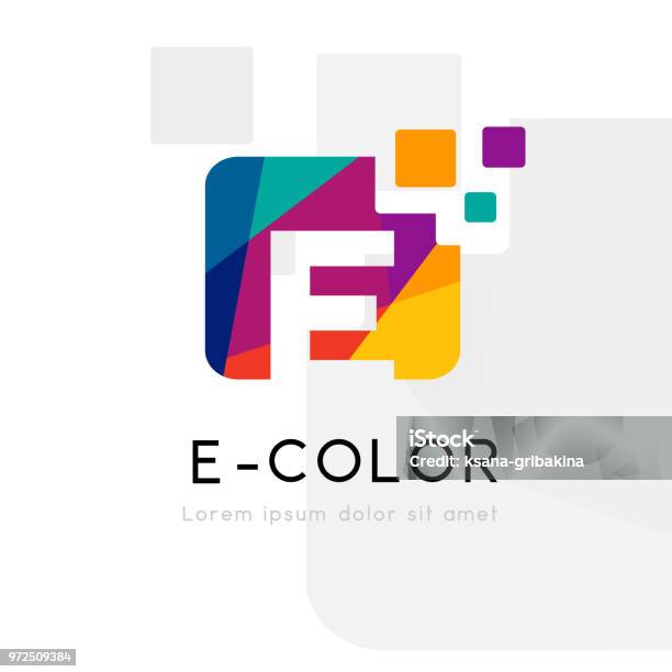 Rainbow Abstract Logo With E Letter Vector Illustration Stock Illustration - Download Image Now
