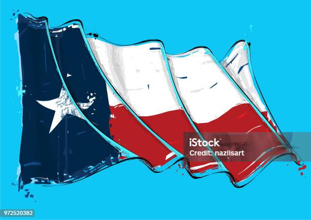 Texan Artistic Brush Stroke Waving Flag Stock Illustration - Download Image Now - Texas, Dallas - Texas, Alamo - San Antonio