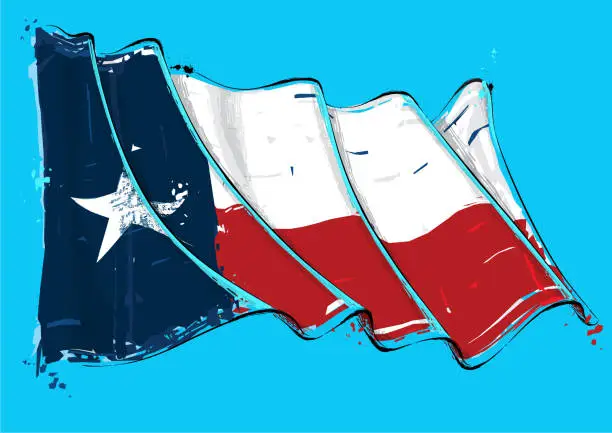 Vector illustration of Texan Artistic Brush Stroke Waving Flag