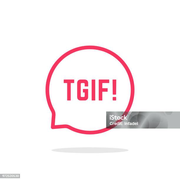 Pink Thin Line Tgif Like Speech Bubble Stock Illustration - Download Image Now - TGIF, Speech Bubble, Friday