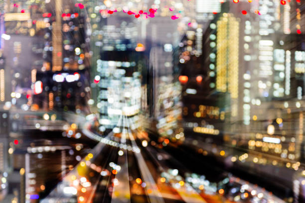 istock Night blurred bokeh city business downtown light 972520690