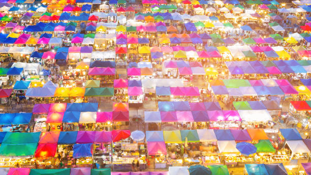 istock Roof top multiple colour flea market 972523664