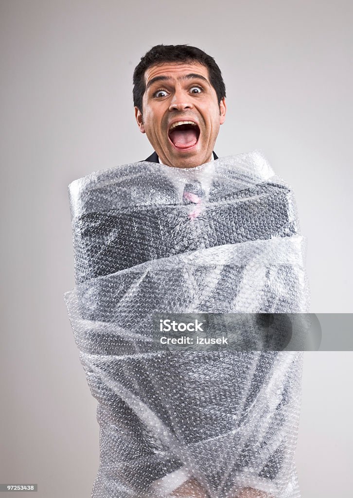 Homme de Papier à bulles autour du corps - Photo de Papier à bulles libre de droits