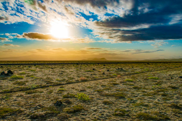 Sunset landscape in the country of Iceland, Europe.