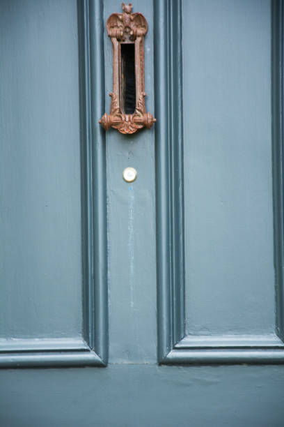 istock Brass door knocker letter box 972538692