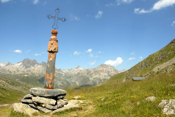 The Col de la Croix de Fer in the Alps Col de la Croix de Fer in the French Alps iron cross stock pictures, royalty-free photos & images