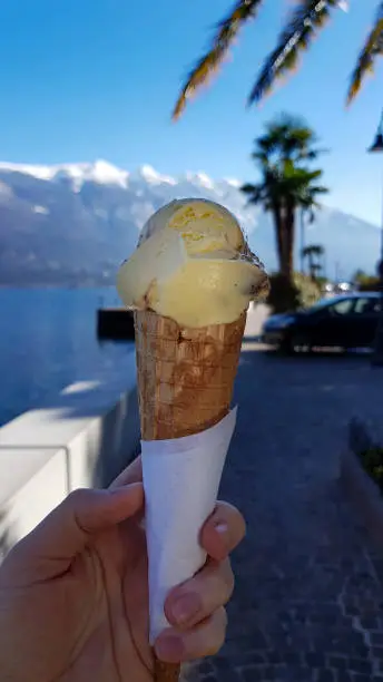 The Alps on Lake Garda. Italy. Travel around Lake Garda. Photo taken on a smartphone. Mobilestock.