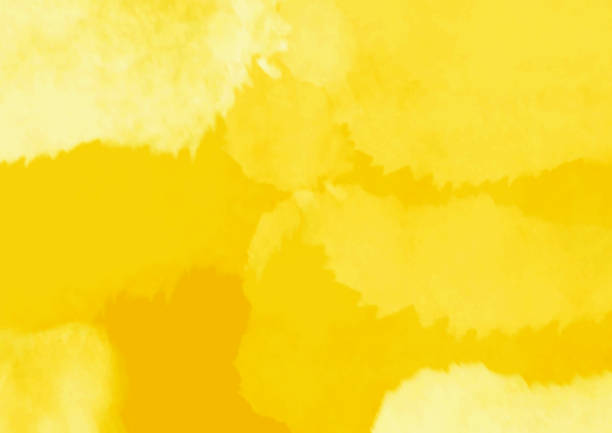 istock Yellow water color patches graphic brush strokes design effect element for background 972581316