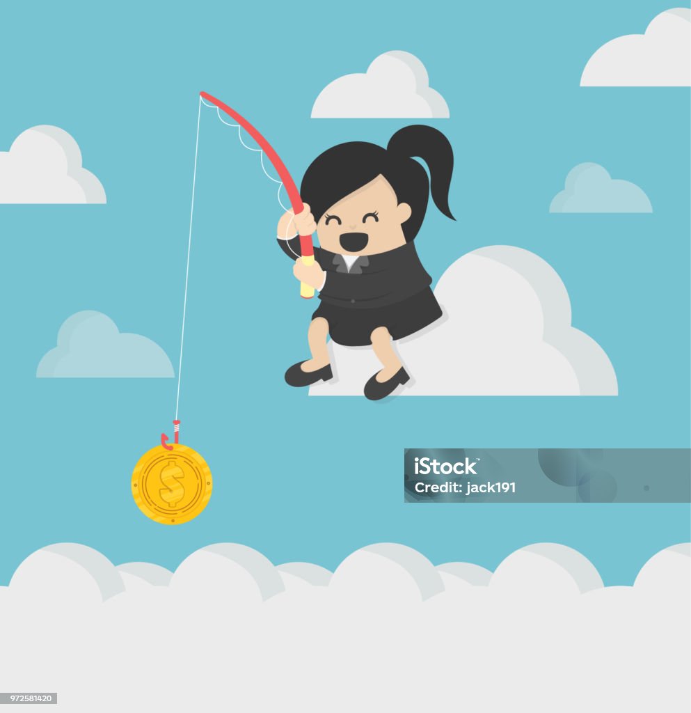 Ilustración de Negocio Concepto Ilustración De Dibujos Animados Mujer De Negocios De Pesca En La Nube Y Coger Un Billete De Un Dólar y más Vectores Libres de Derechos de Adulto - Ilustración de Negocio Concepto Ilustración De Dibujos Animados Mujer De Negocios De Pesca En La Nube Y Coger Un Billete De Un Dólar y más Vectores Libres de Derechos de Adulto -