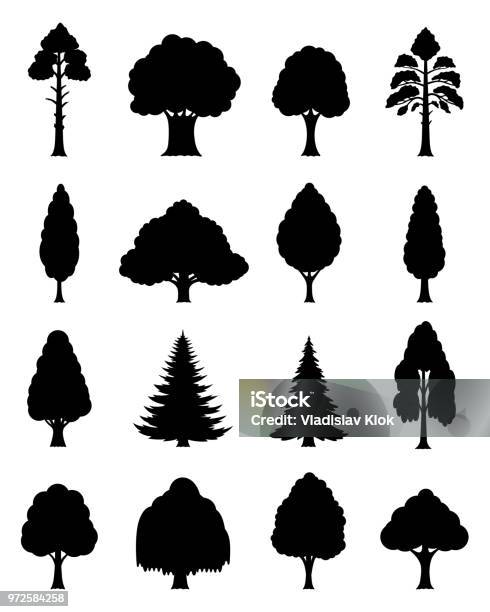 Vector Trees Icons Stock Illustration - Download Image Now - Tree, Icon Symbol, Vector