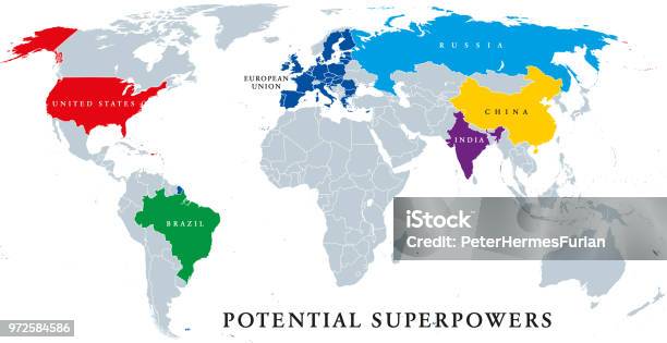 Current And Potential Superpowers Political Map Stock Illustration - Download Image Now - Country - Geographic Area, India, Infographic