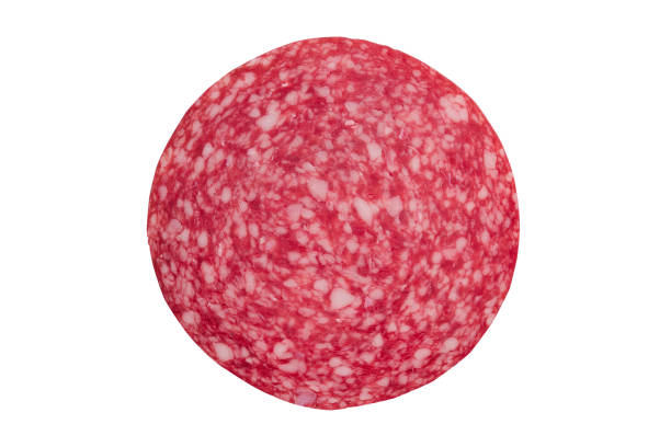 salami sausages slice isolated on white