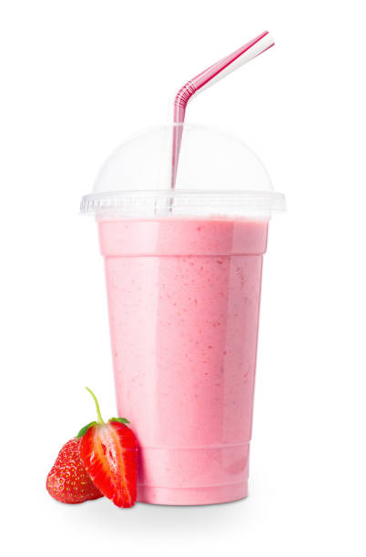 istock strawberry smoothie in plastic glass 972596214