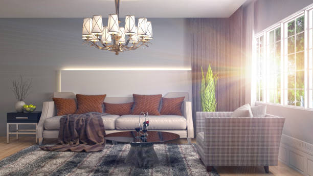 istock Interior living room. 3d illustration 972596634