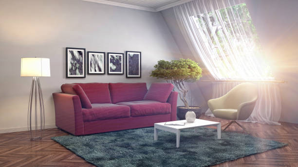 istock Interior living room. 3d illustration 972596686
