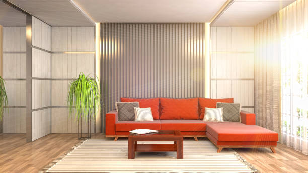 istock Interior living room. 3d illustration 972596716