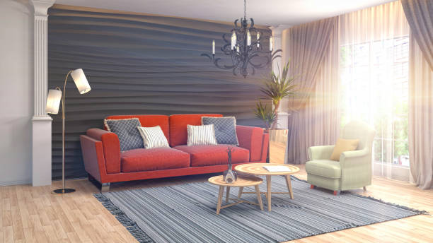 istock Interior living room. 3d illustration 972596720