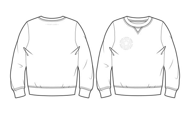 Blank sweatshirt Blank sweatshirt (front and back view) cardigan clothing template fashion stock illustrations