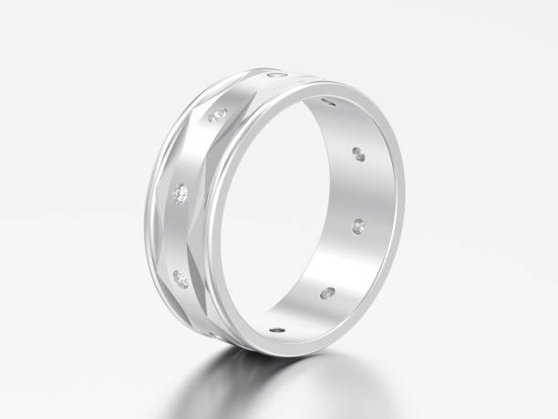 istock 3D illustration white gold or silver gold modern engagement wedding diamond ring 972609642