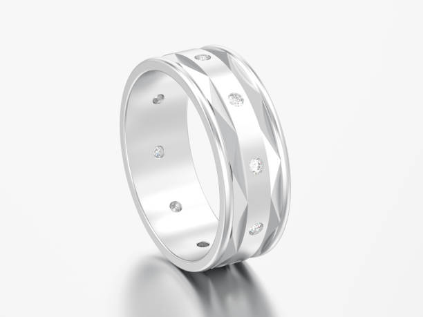 istock 3D illustration white gold or silver gold modern engagement wedding diamond ring 972609654