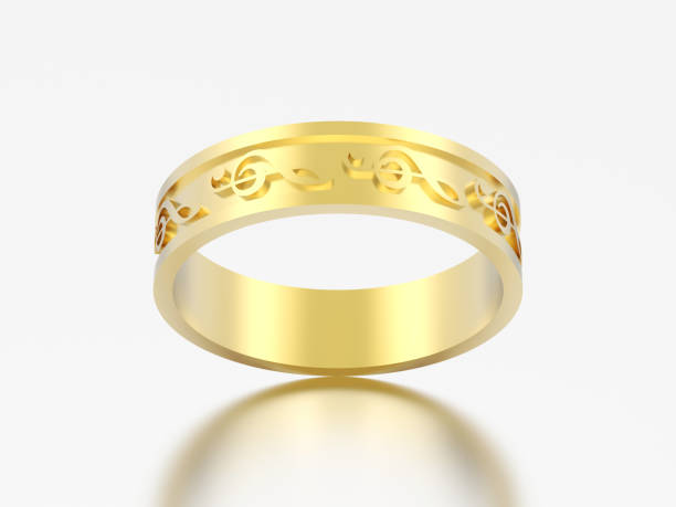 istock 3D illustration gold modern music ring with note treble clef 972609696